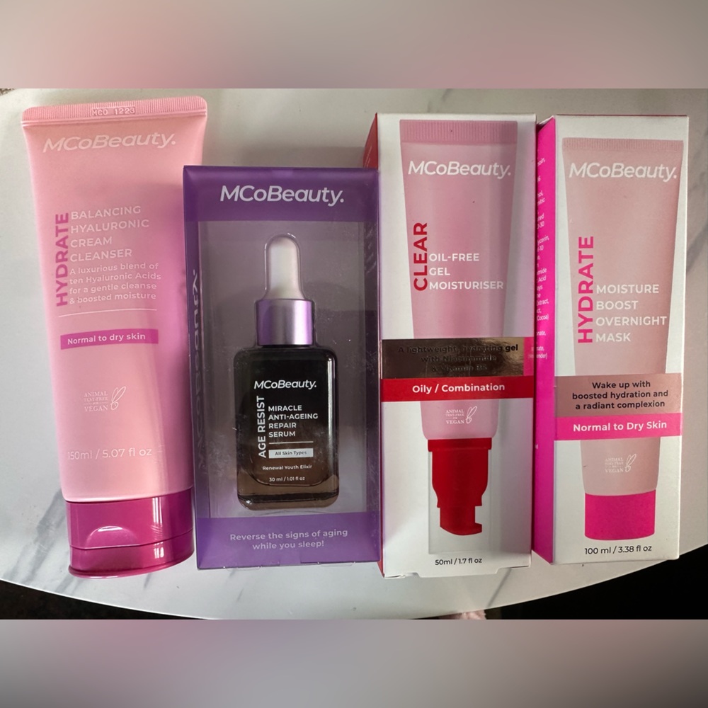MCoBeauty Skin care package! Mask, moisturizer, serum, cleanser.  New!!!